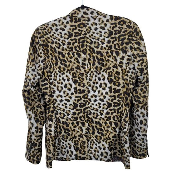 Leopard Print Mens Satin Blazer Jacket L/46 Single-Breasted Party Stage Suit - Picture 10 of 14